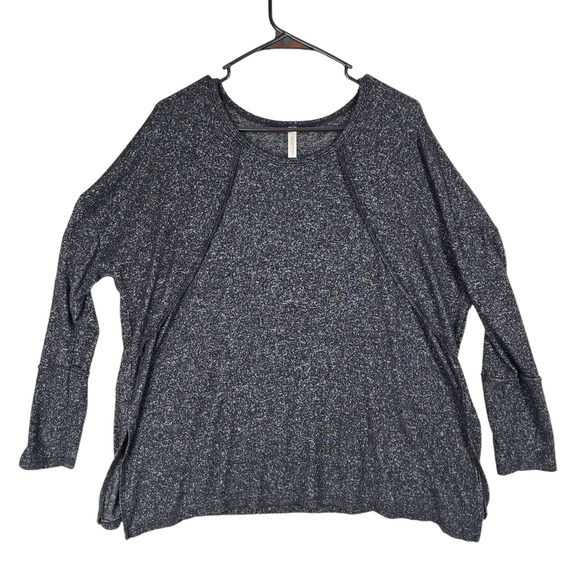 Forgotten‎ Grace Sweater S Women Gray Black Heathered Lagenlook Oversized Boxy - Picture 1 of 12